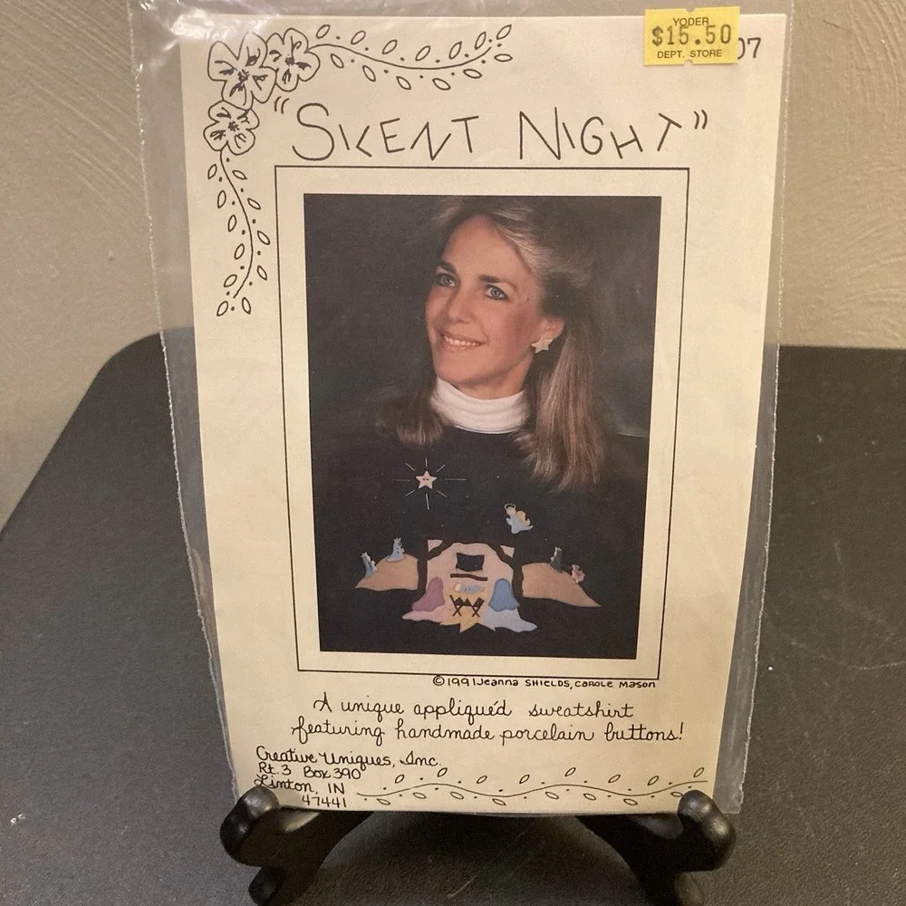 Silent Night Applique Sweatshirt Pattern Kit Creative‎ Uniques 1991 Christmas
